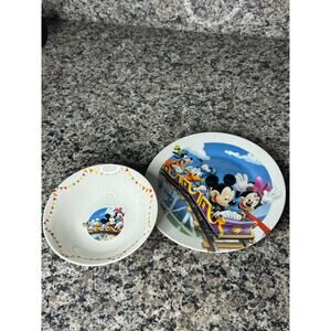 Disney Mickey & Minnie China Plate and Bowl 2 piece vintage collectable set